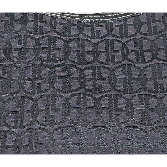 Gianni Bini Black Baguette Signature Print Leather Accent Shoulder Bag Purse - Picture 7 of 10